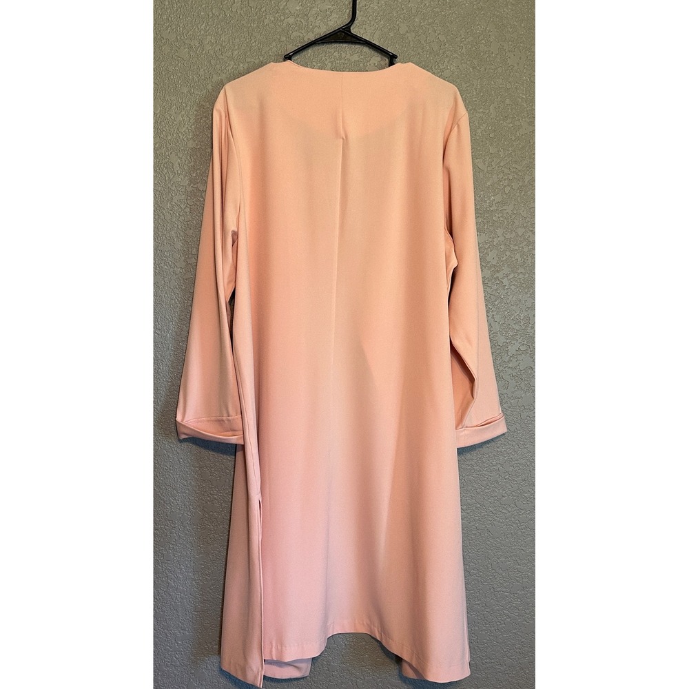 GNW Womens Plus Size 2X Peach Pink Open Front Draped Trench Coat Jacket NWT - Picture 2 of 14